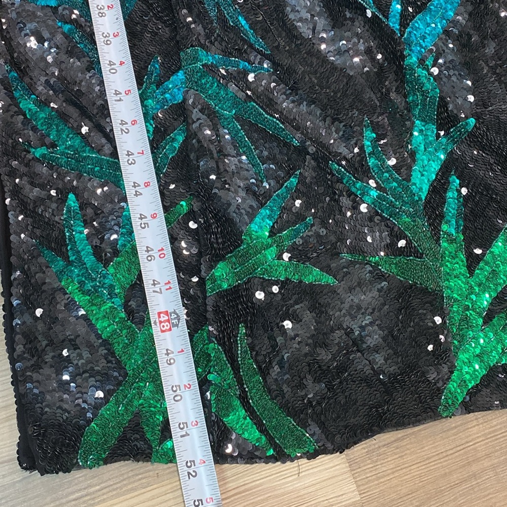 ATTICO Elegant‎ Sequin Wrap Dress Black and Green, Long Sleeve Maxi Dress Size40 - Picture 15 of 17